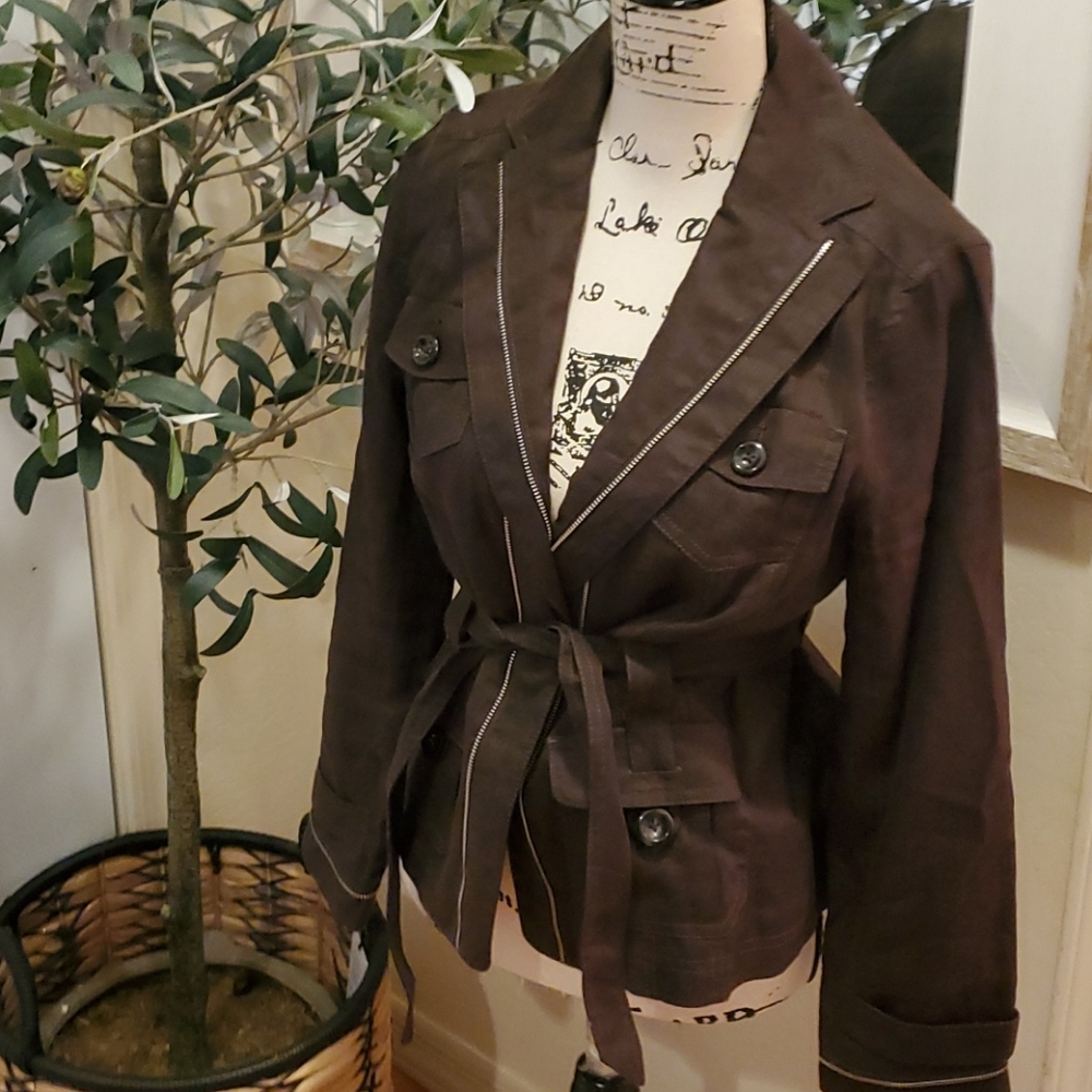 Ann Taylor Brown Belted Blazer